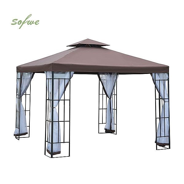 Gazebo avec tente grillagée et cadre en acier